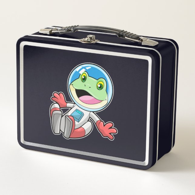 Frog Astronaut Costume Space Metal Lunch Box (Front)