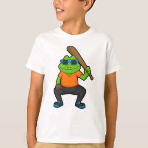 Frog at Baseball with Baseball bat & Sunglasses T-Shirt