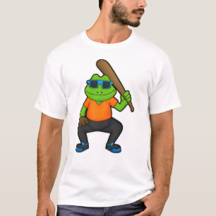 Frog at Baseball with Baseball bat & Sunglasses T-Shirt