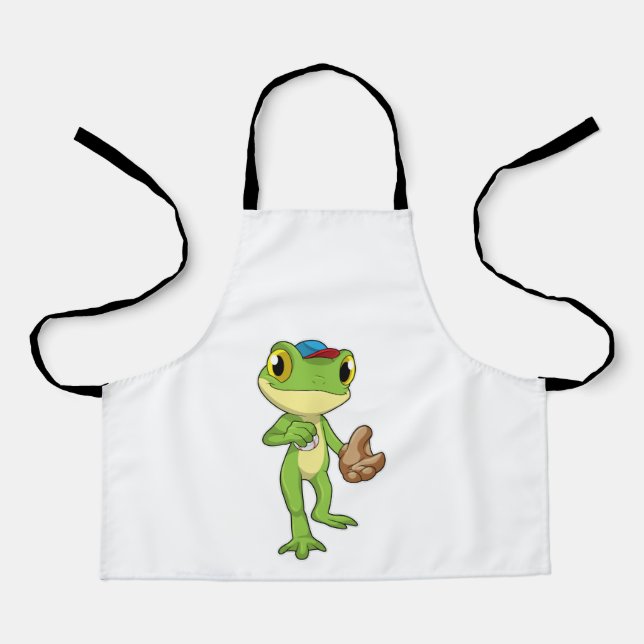 Frog at Baseball with Baseball glove Apron (Front)