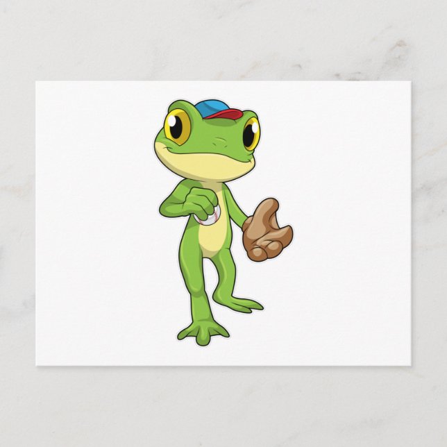 Frog at Baseball with Baseball glove Postcard (Front)