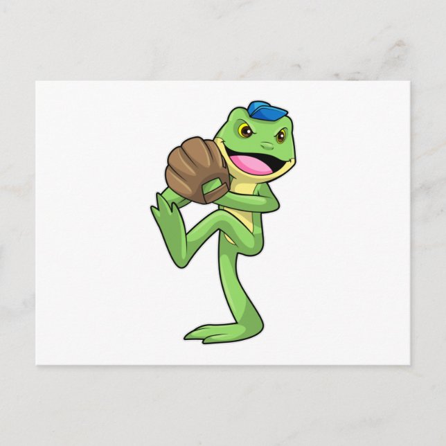 Frog at Baseball with Gloves Postcard (Front)