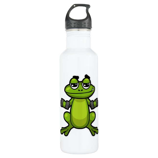 Frog at Biceps training with Dumbbells 710 Ml Water Bottle (Front)