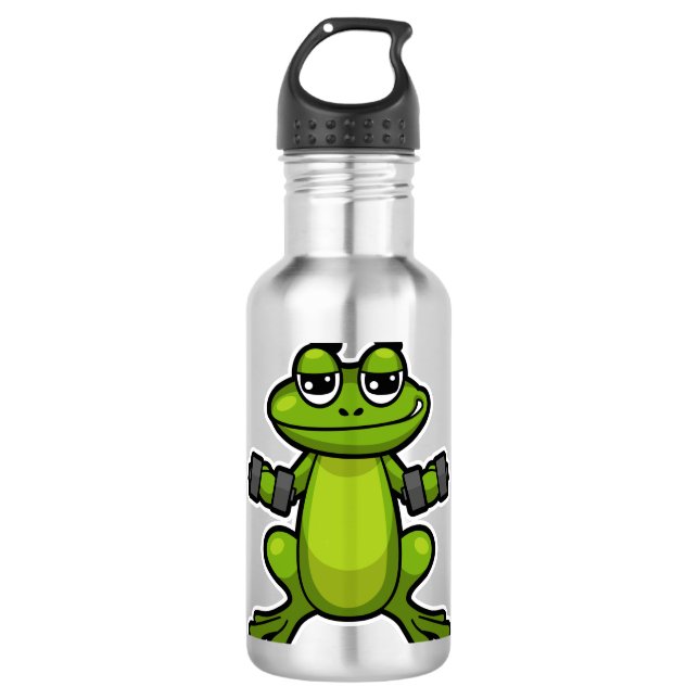Frog at Biceps training with Dumbbells 710 Ml Water Bottle (Front)