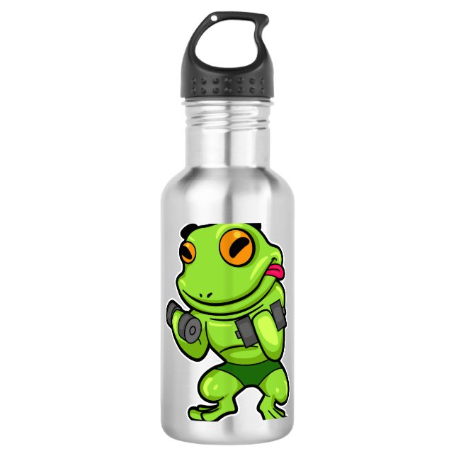 Frog at Biceps training with Dumbbells 710 Ml Water Bottle (Front)