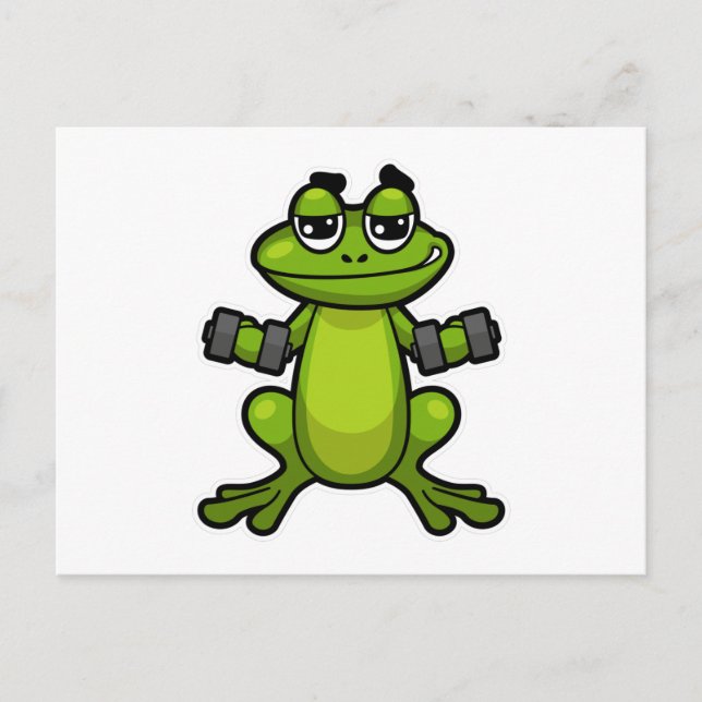 Frog at Biceps training with Dumbbells Postcard (Front)