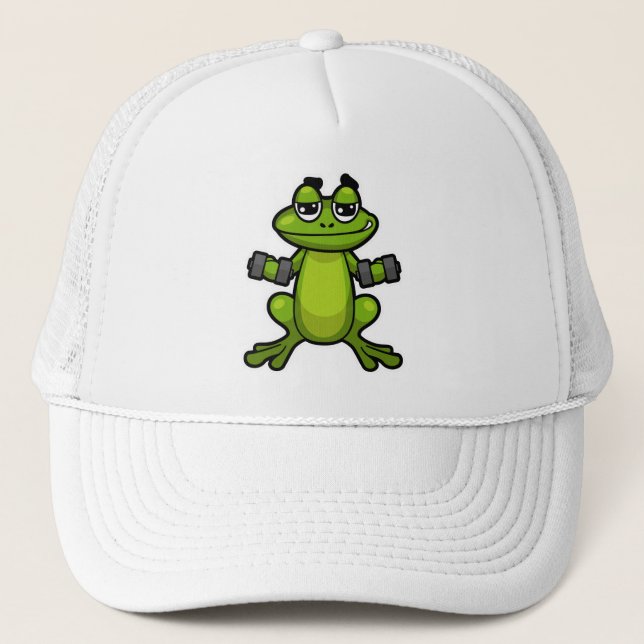 Frog at Biceps training with Dumbbells Trucker Hat (Front)