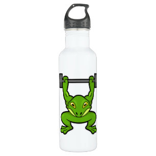 Frog at Bodybuilding with Barbell 710 Ml Water Bottle