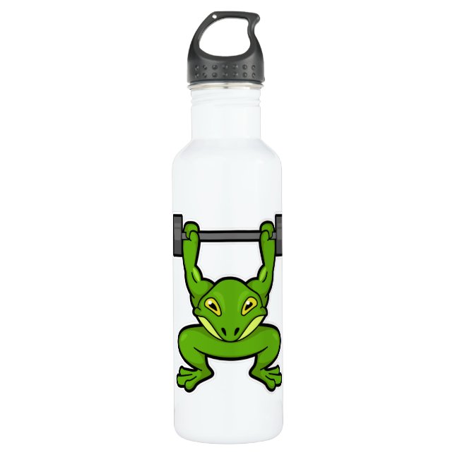 Frog at Bodybuilding with Barbell 710 Ml Water Bottle (Front)