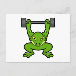 Frog at Bodybuilding with Barbell Postcard