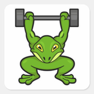 Frog at Bodybuilding with Barbell Square Sticker