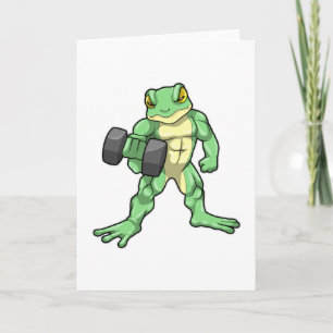 Frog at Bodybuilding with Dumbbell Card