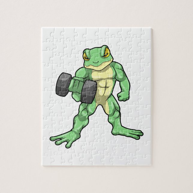 Frog at Bodybuilding with Dumbbell Jigsaw Puzzle (Vertical)