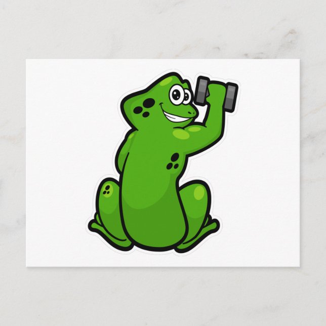 Frog at Bodybuilding with Dumbbell Postcard (Front)