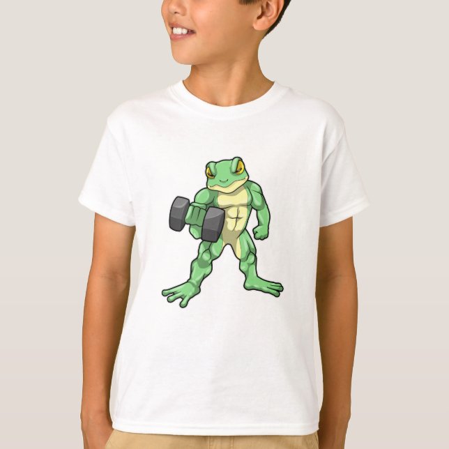 Frog at Bodybuilding with Dumbbell T-Shirt (Front)