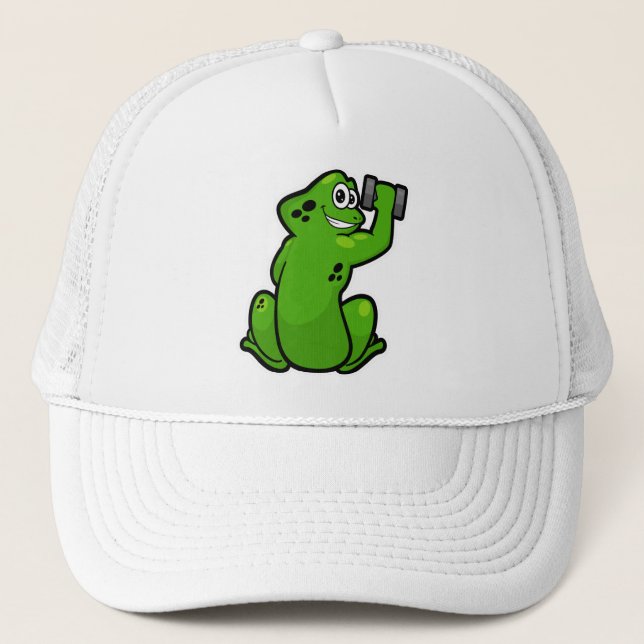 Frog at Bodybuilding with Dumbbell Trucker Hat (Front)
