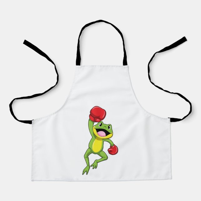 Frog at Boxing with Boxing gloves Apron (Front)
