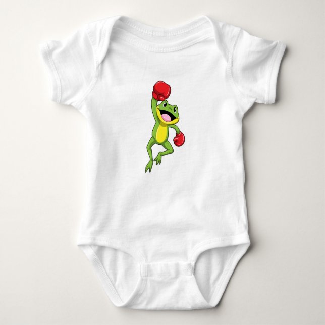 Frog at Boxing with Boxing gloves Baby Bodysuit (Front)