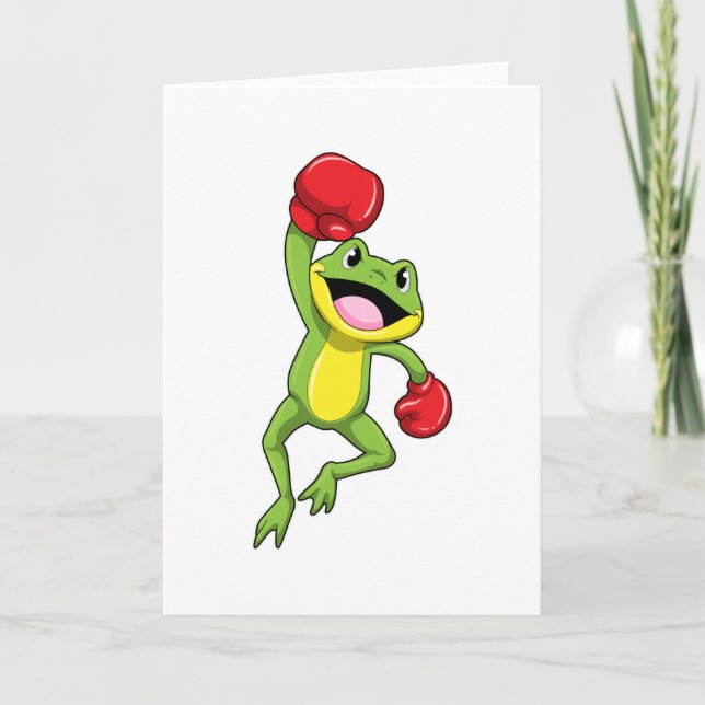 Frog at Boxing with Boxing gloves Card (Front)