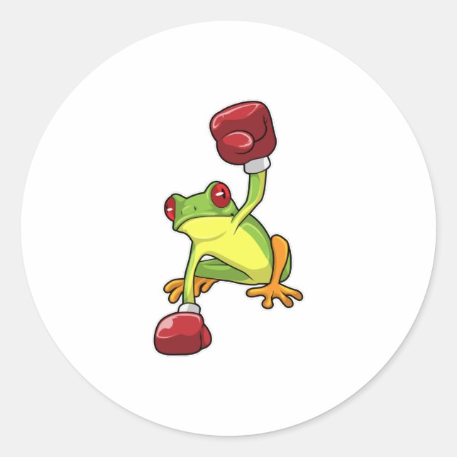 Frog at Boxing with Boxing gloves Classic Round Sticker (Front)