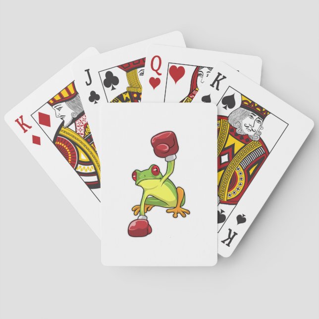 Frog at Boxing with Boxing gloves Playing Cards (Back)