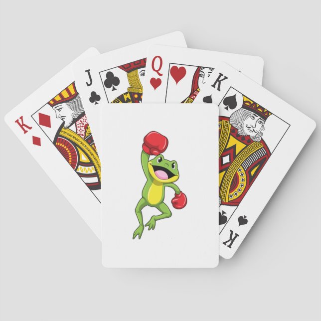 Frog at Boxing with Boxing gloves Playing Cards (Back)