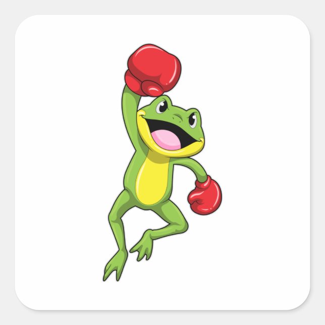 Frog at Boxing with Boxing gloves Square Sticker (Front)