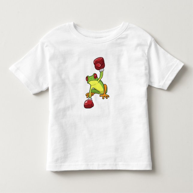Frog at Boxing with Boxing gloves Toddler T-Shirt (Front)