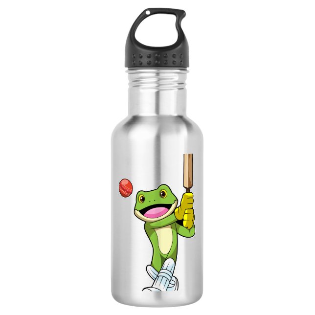 Frog at Cricket with Cricket bat 710 Ml Water Bottle (Front)