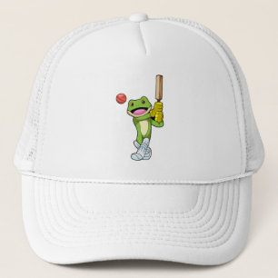 Frog at Cricket with Cricket bat Trucker Hat