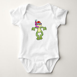 Frog at Diving with Snorkel Baby Bodysuit