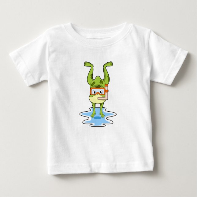 Frog at Diving with Snorkel Baby T-Shirt (Front)