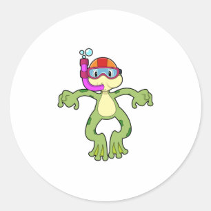 Frog at Diving with Snorkel Classic Round Sticker