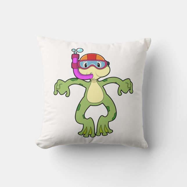 Frog at Diving with Snorkel Cushion (Front)