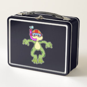 Frog at Diving with Snorkel Metal Lunch Box