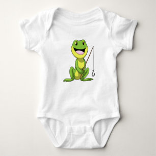 Frog at Fishing with Fishing rod Baby Bodysuit