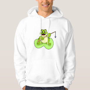 Frog at Fishing with Fishing rod Hoodie