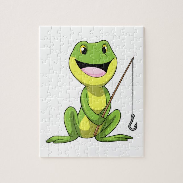 Frog at Fishing with Fishing rod Jigsaw Puzzle (Vertical)