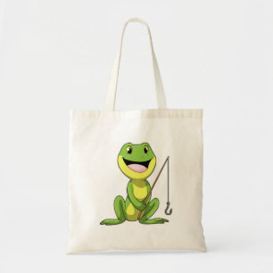 Frog at Fishing with Fishing rod Tote Bag