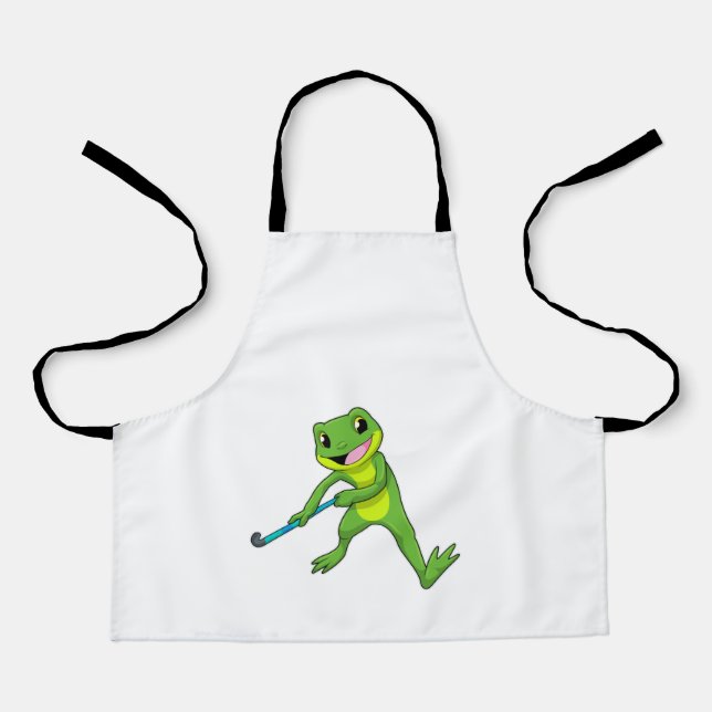 Frog at Hockey with Hockey bat Apron (Front)