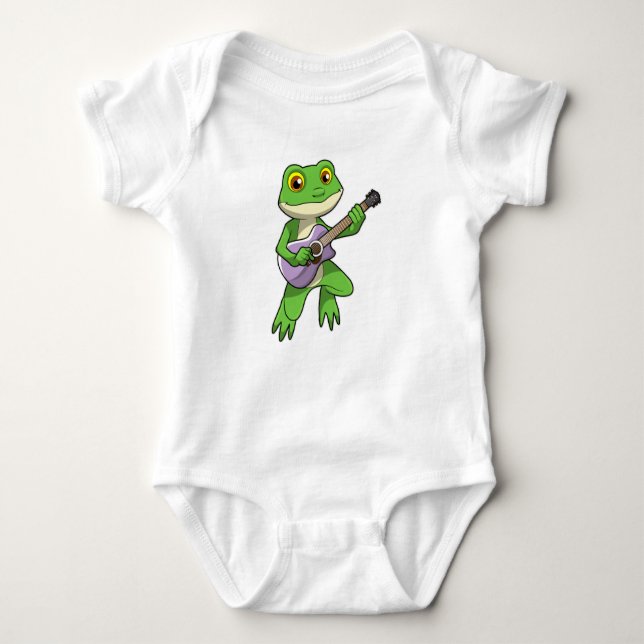 Frog at Music with Guitar Baby Bodysuit (Front)