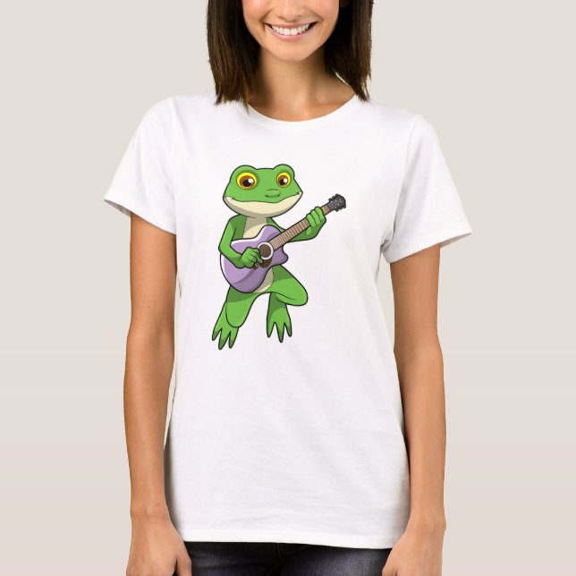 Frog at Music with Guitar T-Shirt (Front)