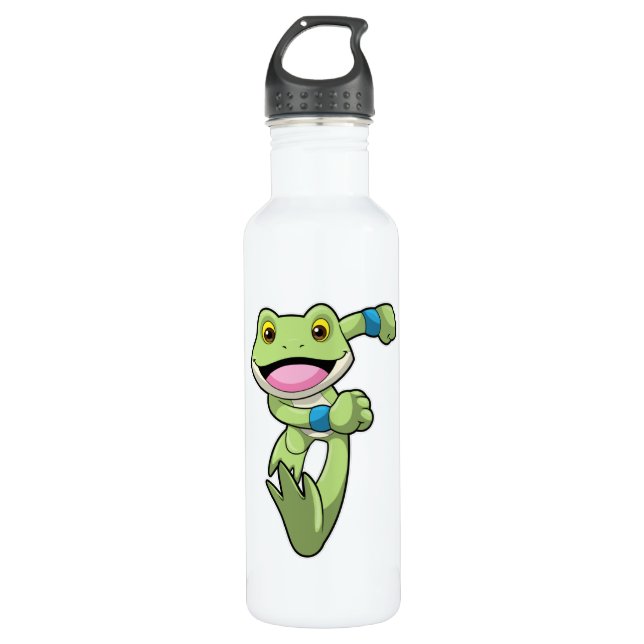 Frog at Running with Sweatband 710 Ml Water Bottle (Front)