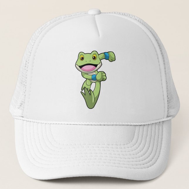 Frog at Running with Sweatband Trucker Hat (Front)
