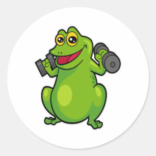 Frog at shoulder training with Dumbbells Classic Round Sticker
