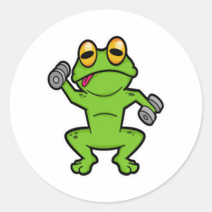 Frog at shoulder training with Dumbbells Classic Round Sticker