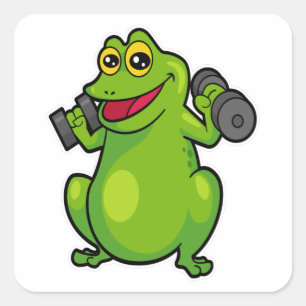 Frog at shoulder training with Dumbbells Square Sticker