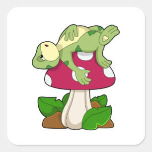 Frog at Sleeping with Mushroom Square Sticker
