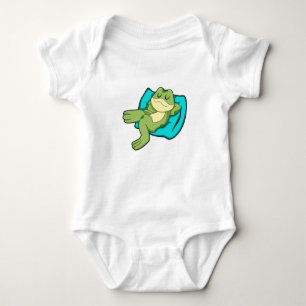 Frog at Sleeping with Pillow Baby Bodysuit