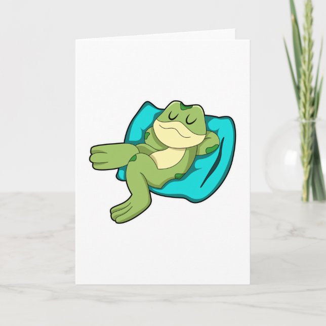 Frog at Sleeping with Pillow Card (Front)